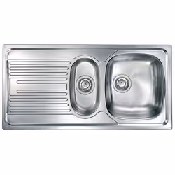 CM Atlantic 100 x 50 2V, Lavello montato su piano, Rettangolare, Acciaio inox, Acciaio inox, 2 ciotole, Rettangolare