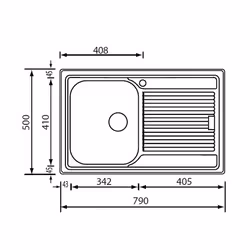 CM Zenith plus 79 x 50 1V Lavello ad incasso Rettangolare Acciaio inox