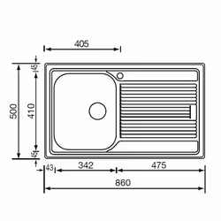 CM Zenith plus 86 x 50 1V Lavello ad incasso Rettangolare Acciaio inox