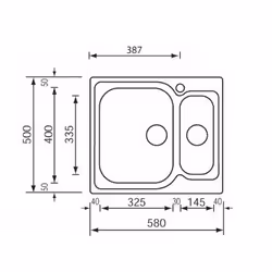 CM Matico 58 x 50 2V Lavello ad incasso Quadrato Acciaio inox