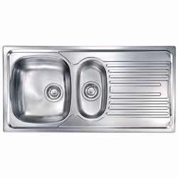 CM Atlantic 100 x 50 2V, Lavello montato su piano, Rettangolare, Acciaio inox, Acciaio inox, 2 ciotole, Rettangolare