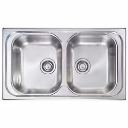CM Atlantic 86 x 50 2V, Lavello montato su piano, Rettangolare, Acciaio inox, Acciaio inox, 2 ciotole, Rettangolare