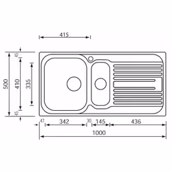 CM Atlantic 100 x 50 2V welded bowl Lavello montato su piano Rettangolare Acciaio inox