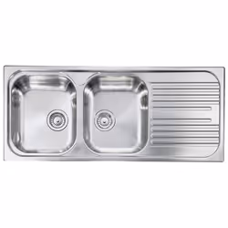 CM Atlantic 116 x 50 2V, Lavello montato su piano, Rettangolare, Acciaio inox, Acciaio inox, 2 ciotole, Rettangolare