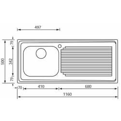 CM Aurora 116 x 50 1V Lavello ad incasso Rettangolare Acciaio inox