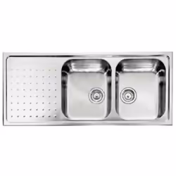 CM Punto plus 116 x 50 2V, Lavello ad incasso, Rettangolare, Acciaio inox, Acciaio inox, 2 ciotole, Quadrato