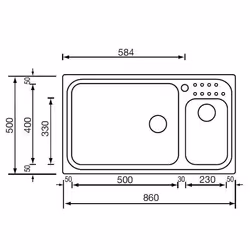 CM Punto plus 86 x 50 2V Lavello ad incasso Rettangolare Acciaio inox