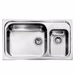 CM Punto plus 86 x 50 2V, Lavello ad incasso, Rettangolare, Acciaio inox, Acciaio inox, 2 ciotole, Rettangolare