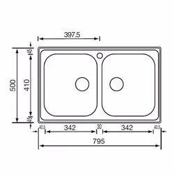 CM Zenith plus 79 x 50 2V Lavello ad incasso Rettangolare Acciaio inox