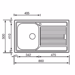 CM Zenith plus 86 x 50 1V Lavello ad incasso Rettangolare Acciaio inox