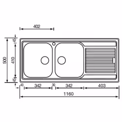 CM Zenith plus 116 x 50 2V Lavello ad incasso Rettangolare Acciaio inox