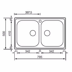 CM Zenith plus 79 x 50 2V Lavello ad incasso Rettangolare Acciaio inox