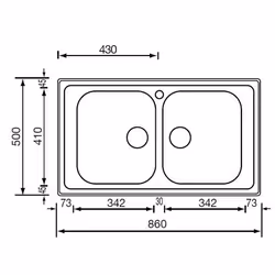 CM Zenith plus 86 x 50 2V Lavello ad incasso Rettangolare Acciaio inox - Vista aggiuntiva 2