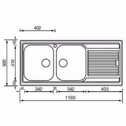 CM Zenith plus 116 x 50 2V Lavello ad incasso Rettangolare Acciaio inox
