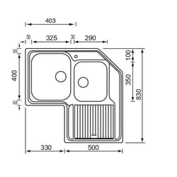 CM Zenith 83x83 2V Lavello ad incasso Angolo Acciaio inox