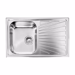 Lavello serie "Cometa" cm 79x50 vasca destra e gocciolatoio, foro 3", incasso standard, foro incasso cm 77,0 x 48,0 , acciaio ...
