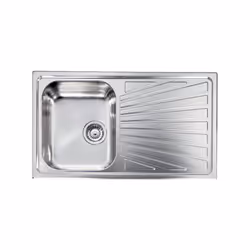 Lavello serie "Cometa" cm 86x50 vasca sinistra e gocciolatoio, foro 3", incasso standard, foro incasso cm 83,5 x 47,5 , accia ...