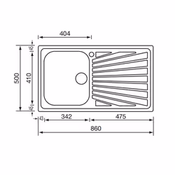 CM cometa 86 x 50 1V Lavello ad incasso Rettangolare Acciaio inox