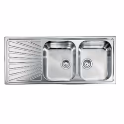CM cometa 116 x 50 2V, Lavello ad incasso, Rettangolare, Acciaio inox, Acciaio inox, 2 ciotole, Rettangolare