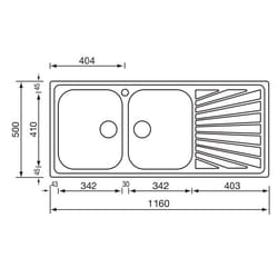 CM cometa 116 x 50 2V Lavello ad incasso Rettangolare Acciaio inox