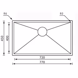 CM filoquadra 77 x 45 Lavello montato su piano Rettangolare Acciaio inox
