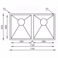 CM filoquadra 77 x 45 2V Lavello montato su piano Rettangolare Acciaio inox - Vista aggiuntiva 2