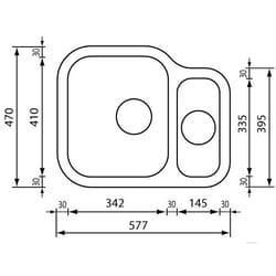 CM cinzia 57,7 x 47 2V Lavello sottopiano Rettangolare Acciaio inox