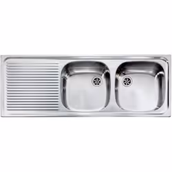 CM Aurora 116 x 42 2V, Lavello ad incasso, Rettangolare, Acciaio inox, Acciaio inox, 2 ciotole, Quadrato