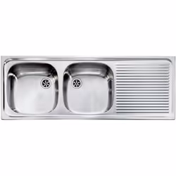 CM Aurora 116 x 42 2V, Lavello ad incasso, Rettangolare, Acciaio inox, Acciaio inox, 2 ciotole, Quadrato