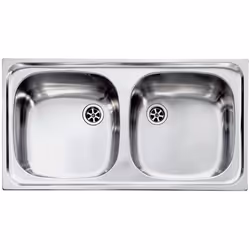 CM Aurora 79 x 42 2V, Lavello ad incasso, Rettangolare, Acciaio inox, Acciaio inox, 2 ciotole, Quadrato