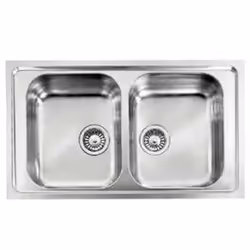 CM Filoslim 86 x 50 2V, Lavello ad incasso, Rettangolare, Acciaio inox, Acciaio inox, 2 ciotole, Quadrato