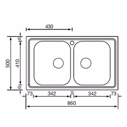 CM Filoslim 86 x 50 2V Lavello ad incasso Rettangolare Acciaio inox