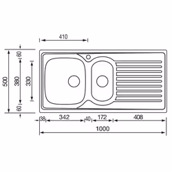 CM Siros 100x50 2V Lavello ad incasso Rettangolare Acciaio inox
