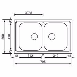 CM Filoslim 79 x 50 2V Lavello ad incasso Rettangolare Acciaio inox - Vista aggiuntiva 2