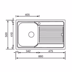 CM Filoslim 86 x 50 1V Lavello ad incasso Rettangolare Acciaio inox