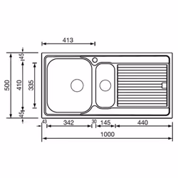 CM Filoslim 100 x 50 2V Lavello ad incasso Rettangolare Acciaio inox - Vista aggiuntiva 2