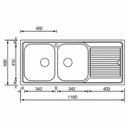 CM Filoslim 116 x 50 2V Lavello ad incasso Rettangolare Acciaio inox - Vista aggiuntiva 2