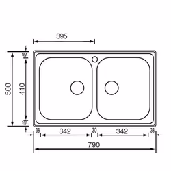 CM Zenith 210 79 x 50 2V Lavello ad incasso Rettangolare Acciaio inox