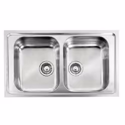 CM Zenith 210 86 x 50 2V, Lavello ad incasso, Rettangolare, Acciaio inox, Acciaio inox, 2 ciotole, Quadrato
