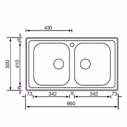 CM Zenith 210 86 x 50 2V Lavello ad incasso Rettangolare Acciaio inox
