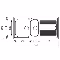 CM Zenith 210 100 x 50 1V Lavello ad incasso Rettangolare Acciaio inox