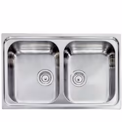 CM Zenith 79 x 50 2V, Lavello ad incasso, Rettangolare, Acciaio inox, Acciaio inox, 2 ciotole, Quadrato