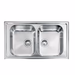CM Zenith 86 x 50 2V, Lavello ad incasso, Rettangolare, Acciaio inox, Acciaio inox, 2 ciotole, Quadrato