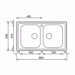 CM Zenith 86 x 50 2V Lavello ad incasso Rettangolare Acciaio inox