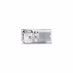 Lavello serie "Zenith" cm 100x50 due vasche destre e gocciolatoio, foro 3", incasso standard, foro incasso cm 97,5 x 47,5 , a ...