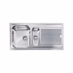 Lavello serie "Zenith" cm 100x50 due vasche sinistre e gocciolatoio, foro 3", incasso standard, foro incasso cm 97,5 x 47,5 , ...