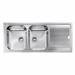 CM Zenith 116 x 50 2V, Lavello ad incasso, Rettangolare, Acciaio inox, Acciaio inox, 2 ciotole, Quadrato
