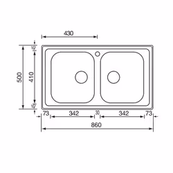 CM Zenith 86x50 2V Lavello ad incasso Rettangolare Acciaio inox