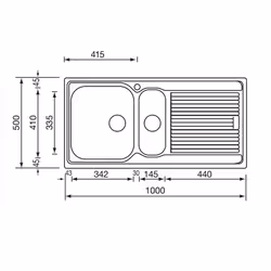 CM Zenith 100x50 2V Lavello ad incasso Rettangolare Acciaio inox - Vista aggiuntiva 2