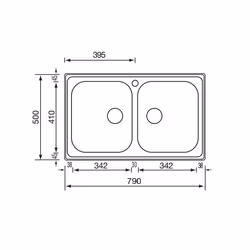 CM Zenith 79x50 2V Lavello ad incasso Rettangolare Acciaio inox